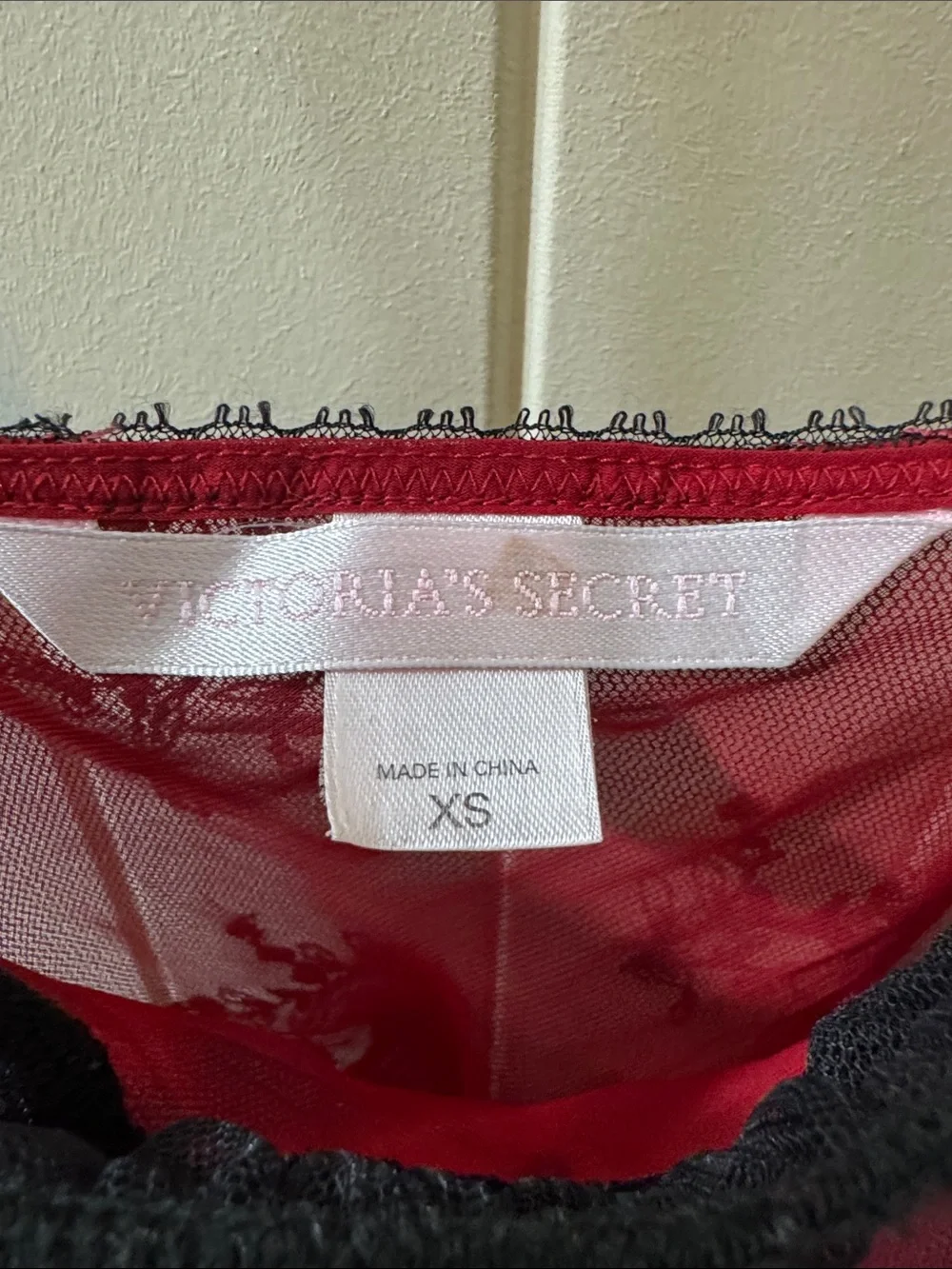 Victoria’s Secret Sheer Embroidered Red and Black Chemise Size XS